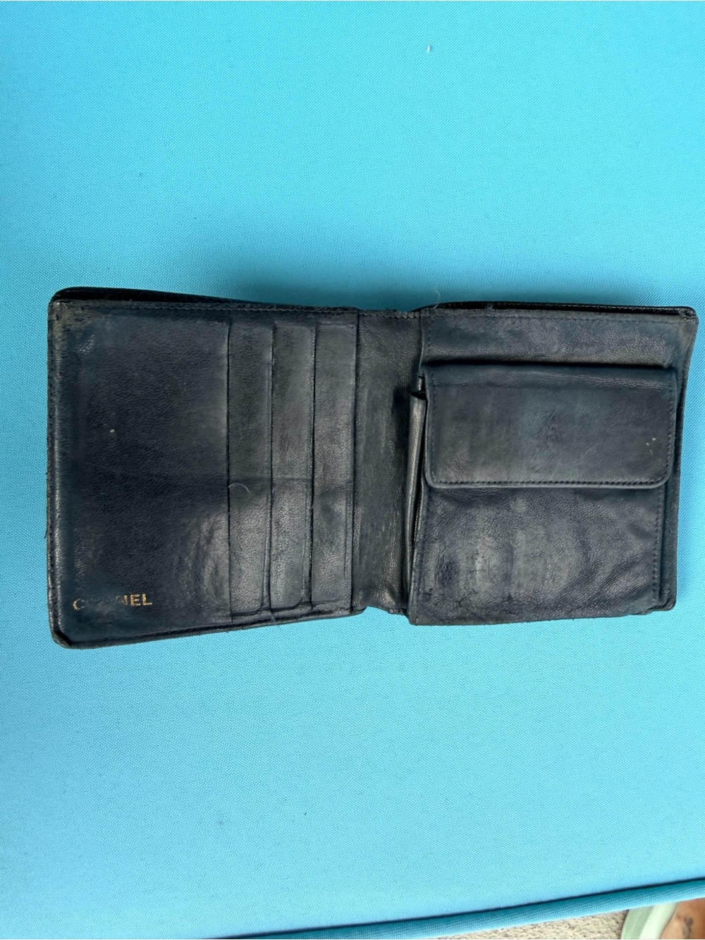 CHANEL Rare vintage Black Pebbled Leather Men's wallet AUTHENTIC - Picture 3 of 14